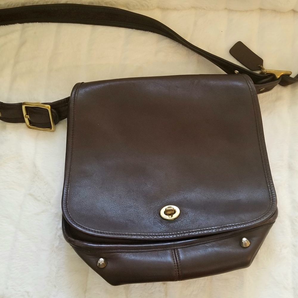 Coach Vintage Brown Stewardess Bag Turnlock Flap
